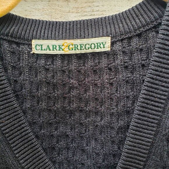 Clark & Gregory Classic Black Cable Knit Vest, 100% Pima Cotton - Picture 5 of 7